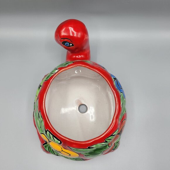 Mexican Talavera Turtle Planter Pot Hand Painted Ceramic Colorful Floral Design - Picture 11 of 16